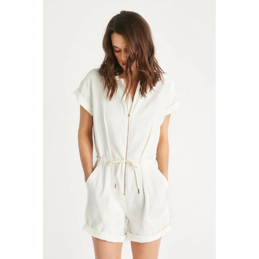 Etica‎ Amie old money Romper Natural Beige Women's Small EUC Sustainable Cotton